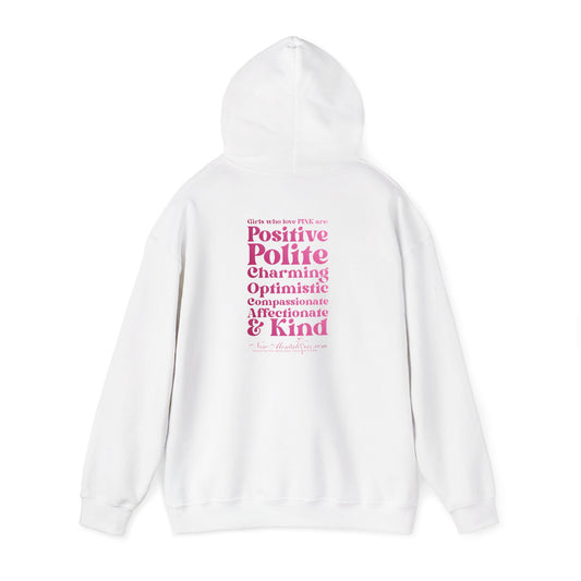 Pink Girl 4 Life Hoodie - Cute Ladies White Graphic Hoodie, Positive Affirmation Unisex Hoodie, Inspirational Gift