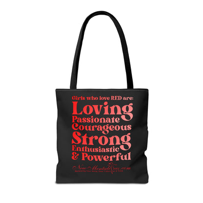 Red Girl 4 Life Tote Bag - Cute Black Bag for Women and Girls, Double Sided Inspirational Tote