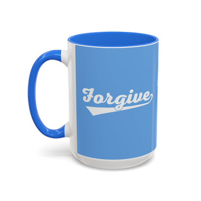 FORGIVE Baseball Script Mug – Colored Coffee Cup – Faith-Based Forgiveness Gift – Inspirational Christian Mug