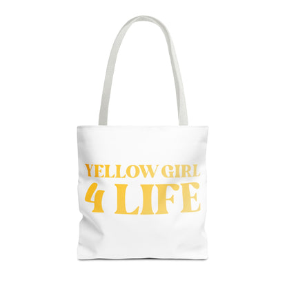 Yellow Girl 4 Life Tote Bag - Cute White Bag for Women and Girls, Double Sided Inspirational Tote
