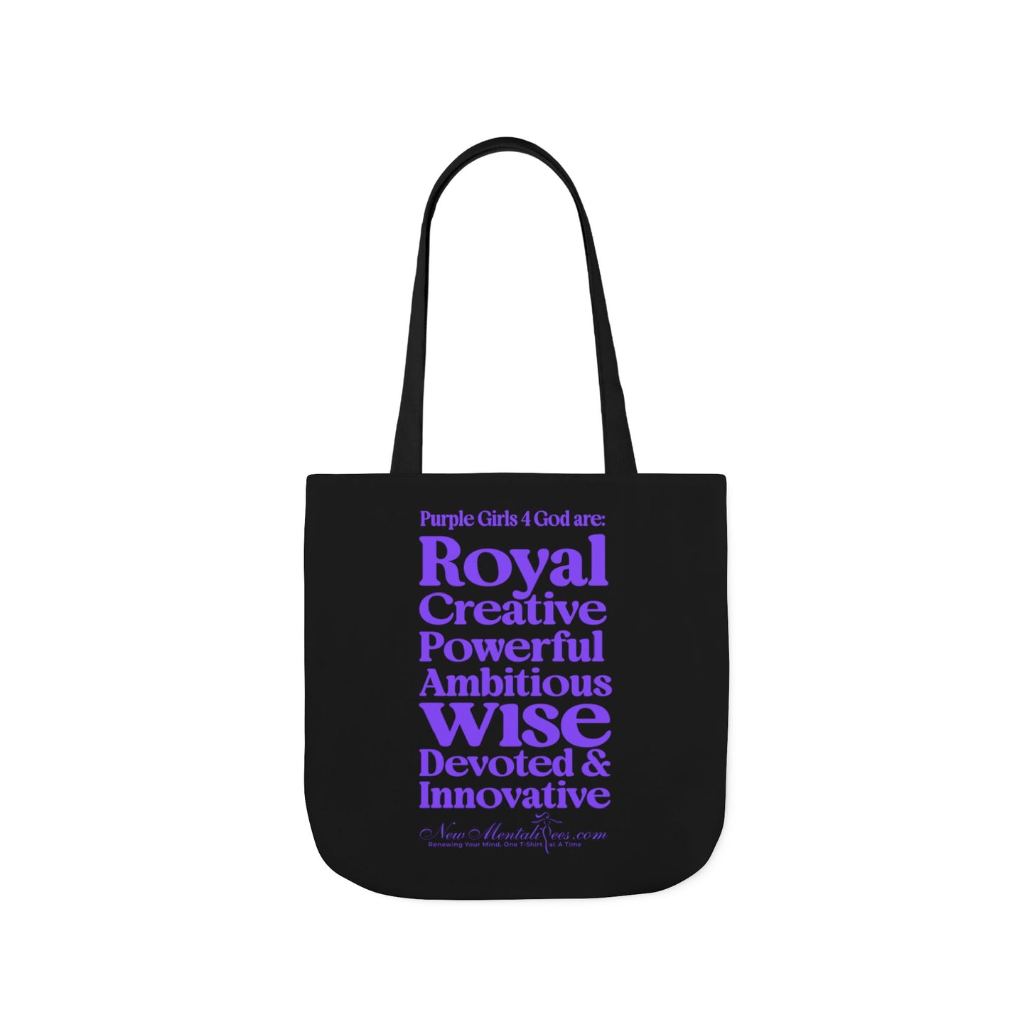 Black Contrast Purple Girls 4 God Tote Bag - You Are Royal, Creative, Powerful, Ambitious, Wise, Devoted, and Innovative!