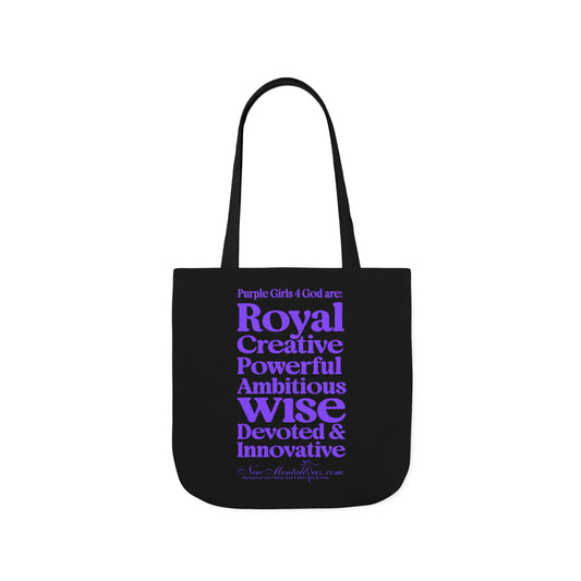 Black Contrast Purple Girls 4 God Tote Bag - You Are Royal, Creative, Powerful, Ambitious, Wise, Devoted, and Innovative!