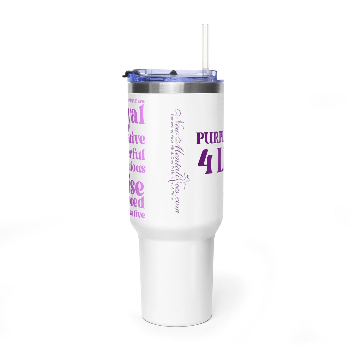 Purple Girl 4 Life 40 oz White Tumbler - Cute, Purple, Positive, Affirmation, Inspirational, Insulated Tumbler
