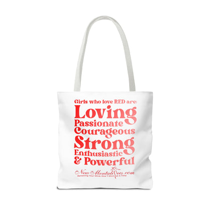 Red Girl 4 Life Tote Bag - Cute White Bag for Women and Girls, Double Sided Inspirational Tote