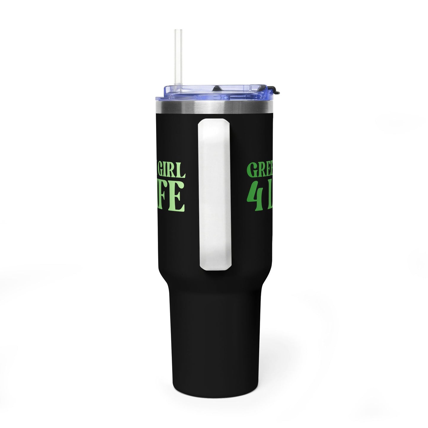 Green Girl 4 Life 40 oz Black Tumbler - Cute, Green, Positive, Affirmation, Inspirational, Double Sided, Insulated Tumbler