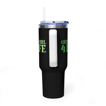Green Girl 4 Life 40 oz Black Tumbler - Cute, Green, Positive, Affirmation, Inspirational, Double Sided, Insulated Tumbler