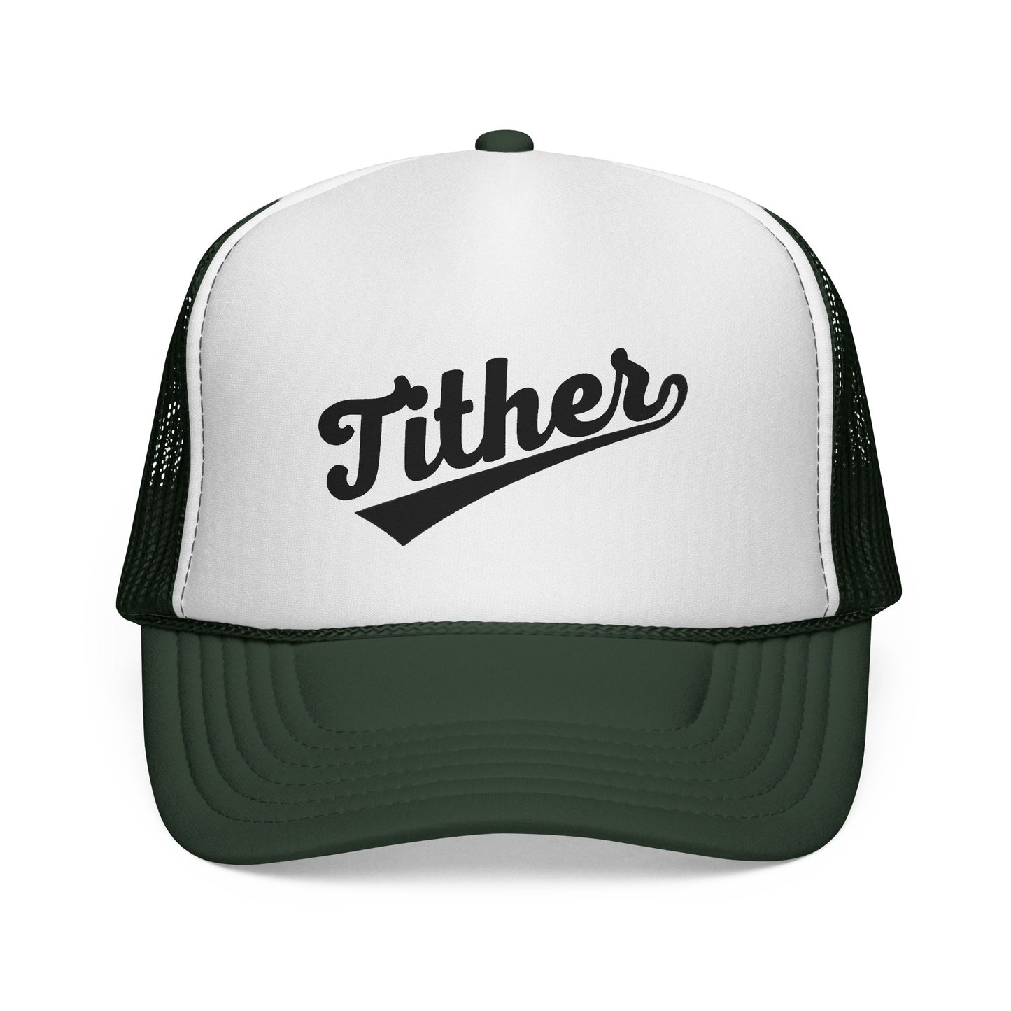 Tither Trucker Hat | Baseball Script Cap | Inspirational Snapback Hat |  Positive Lifestyle Cap | Statement Trucker Hat