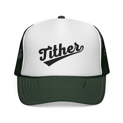 Tither Trucker Hat | Baseball Script Cap | Inspirational Snapback Hat |  Positive Lifestyle Cap | Statement Trucker Hat