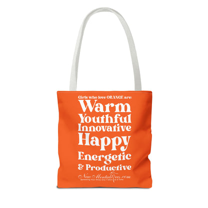 Orange Girl 4 Life Tote Bag -  Cute Orange Bag for Women and Girls, Double Sided Inspirational Tote