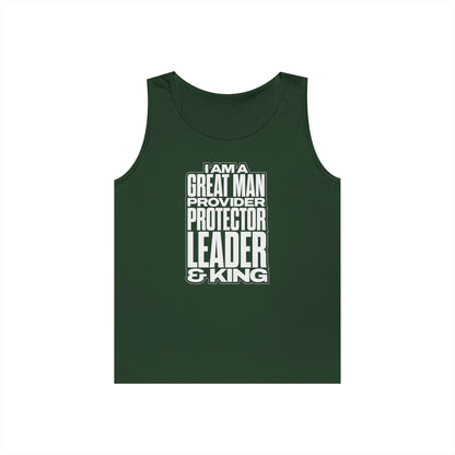 I Am A Great Man Teen Tank Top – Unisex Inspirational Tank | Provider, Protector, Leader & King | Positive Affirmation Tank for Teens