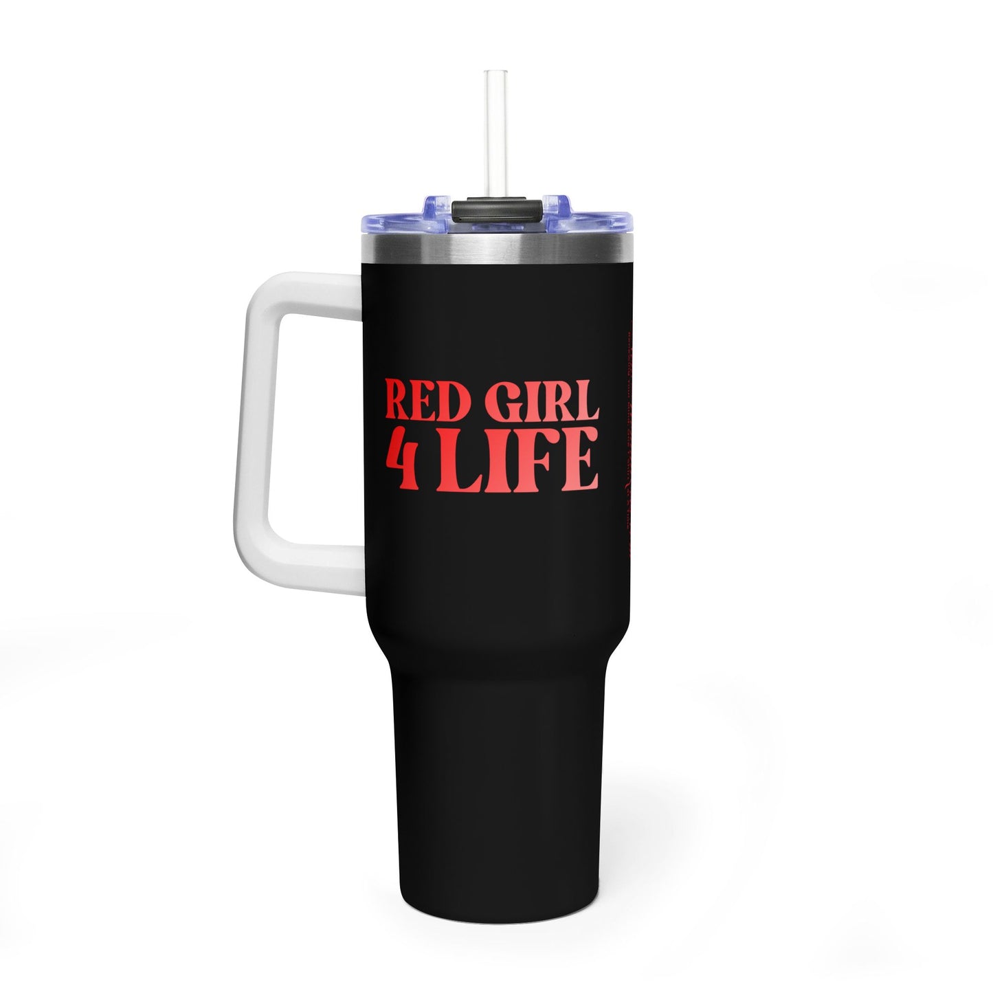 Red Girl 4 Life 40 oz Black Tumbler - Cute, Red, Positive, Affirmation, Inspirational, Double Sided, Insulated Tumbler