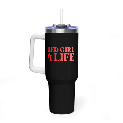 Red Girl 4 Life 40 oz Black Tumbler - Cute, Red, Positive, Affirmation, Inspirational, Double Sided, Insulated Tumbler