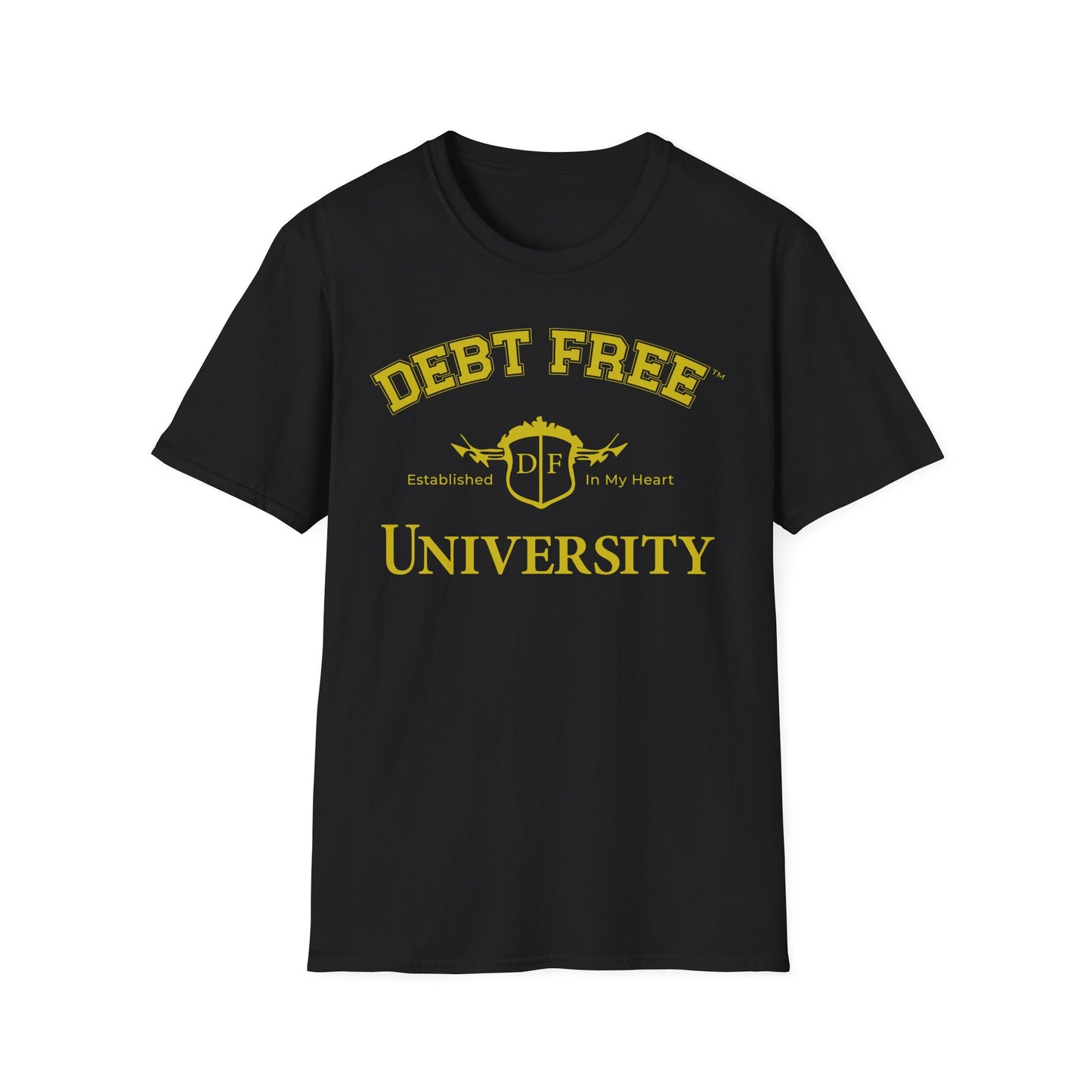 Debt Free University Enrollment Unisex T-shirt - Black Contrast Colors