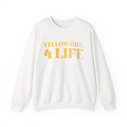 Yellow Girl 4 Life Sweatshirt - Cute Ladies White Sweatshirt, Positive Affirmation Sweatshirt, Inspirational Unisex Sweatshirt, Yellow Fashion