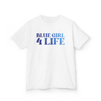 Blue Girl 4 Life T-Shirt - Cute Youth White Graphic Tee, Positive Affirmation Shirt, Inspirational T-Shirt, Blue Fashion Tee