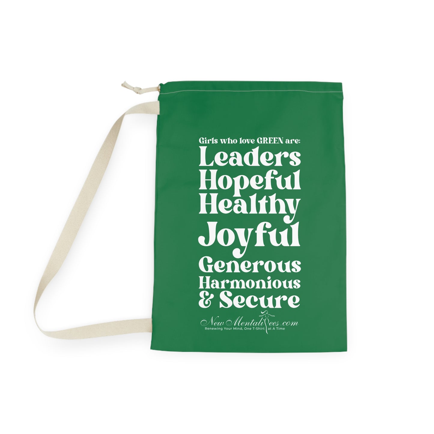 Green Girl 4 Life Laundry Bag – Double-Sided Inspirational Green Girl Laundry Sack | Spun Polyester Drawstring Bag