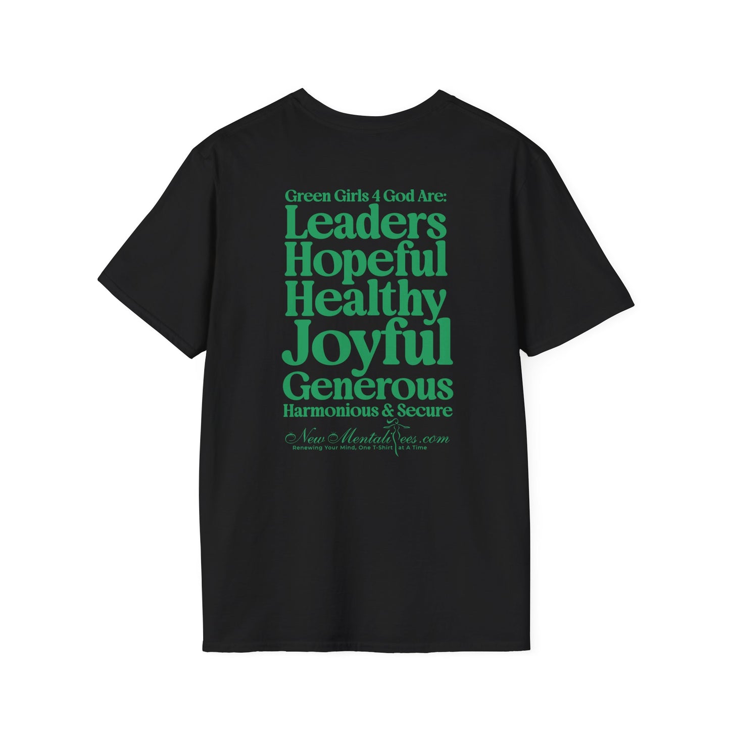 Green Girls 4 God Adult T-shirt | Black Contrast