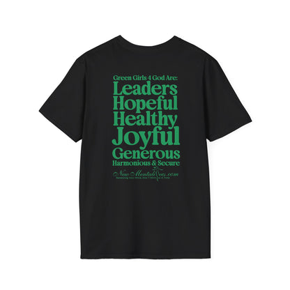Green Girls 4 God Adult T-shirt | Black Contrast