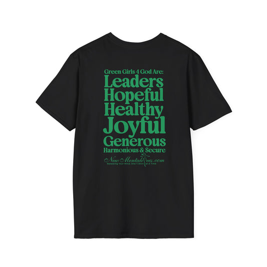 Green Girls 4 God Adult T-shirt | Black Contrast