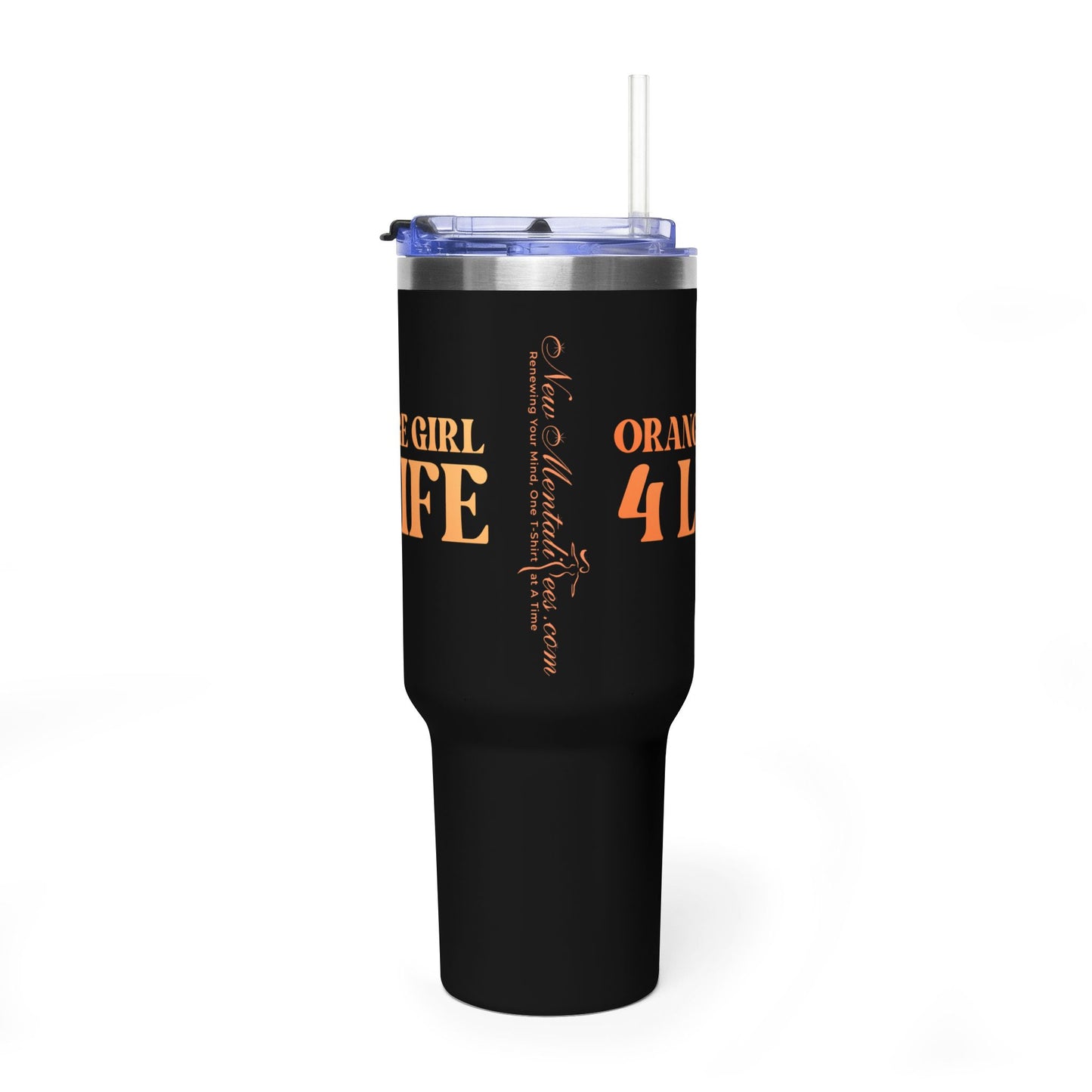 Orange Girl 4 Life 40 oz Black Tumbler - Cute, Orange, Positive, Affirmation, Inspirational, Double Sided, Insulated Tumbler