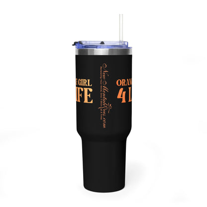 Orange Girl 4 Life 40 oz Black Tumbler - Cute, Orange, Positive, Affirmation, Inspirational, Double Sided, Insulated Tumbler
