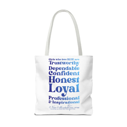 Blue Girl 4 Life Tote Bag - Cute White Bag for Women and Girls, Double Sided Inspirational Tote