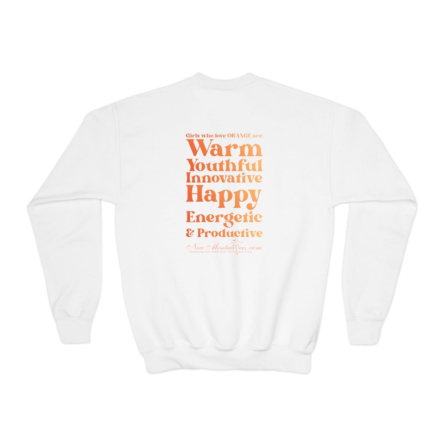Orange Girl 4 Life Sweatshirt - Cute Youth White Graphic Sweatshirt, Positive Affirmation Sweatshirt, Inspirational Sweatshirt, Orange Fashion