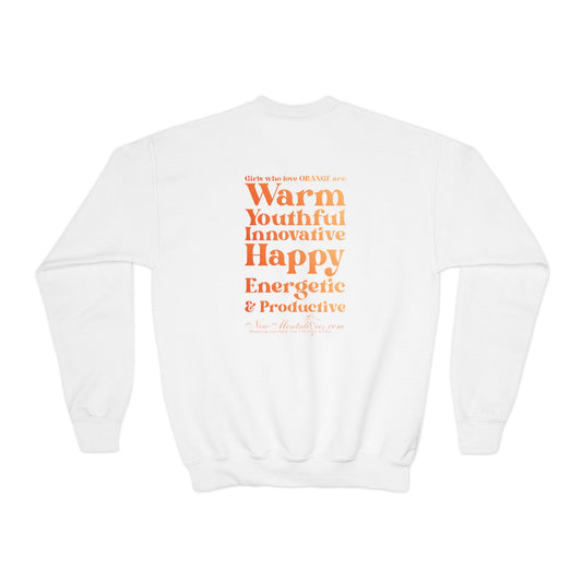Orange Girl 4 Life Sweatshirt - Cute Youth White Graphic Sweatshirt, Positive Affirmation Sweatshirt, Inspirational Sweatshirt, Orange Fashion
