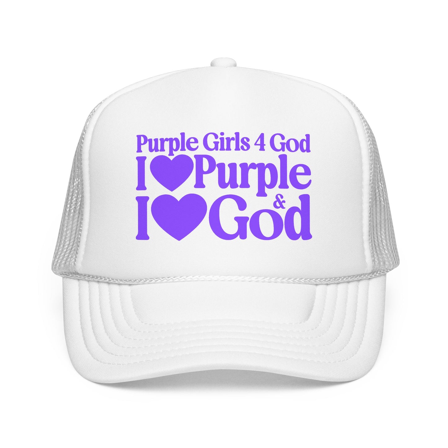 Purple Girls 4 God Adjustable Trucker Cap – Faith-Based Christian Hat for Women