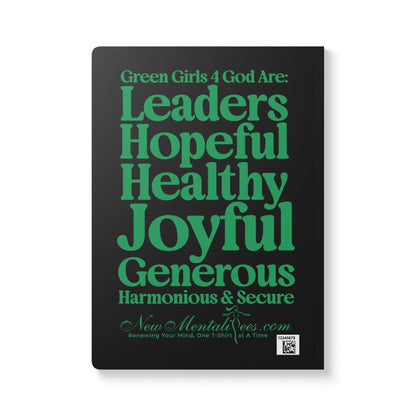 Green Girls 4 God Black Contrast Softcover Journal – Double-Sided Inspirational Faith Journal | 100 or 200 Pages | Notebook for Girls & Women Who Love God