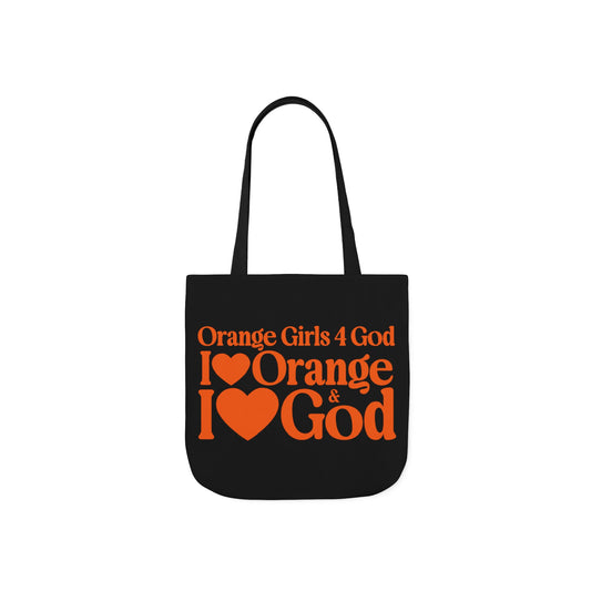Black Contrast Orange Girls 4 God Tote Bag - You are Warm, Fun, Youthful, Innovative, Happy, Energetic, and Productive!