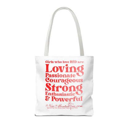 Red Girl 4 Life Tote Bag - Cute White Bag for Women and Girls, Double Sided Inspirational Tote