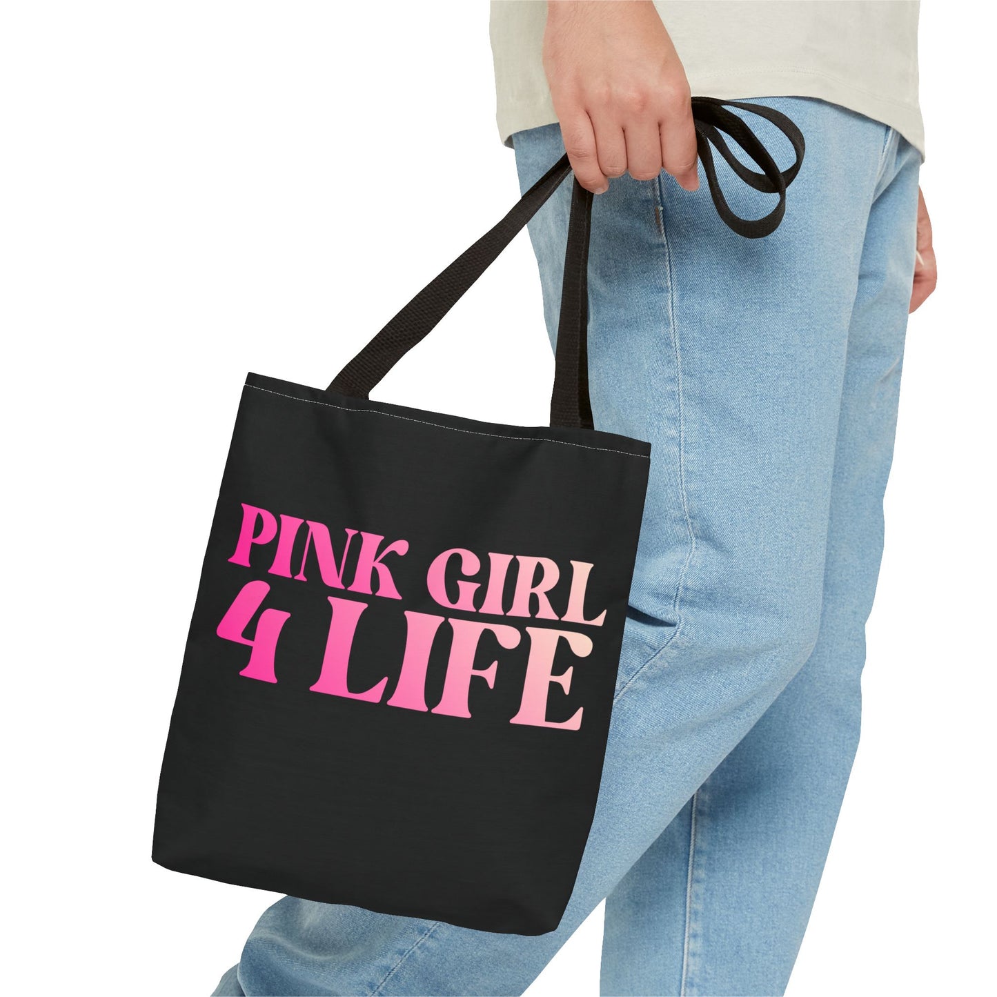 Pink Girl 4 Life Tote Bag - Cute Black Bag for Women and Girls, Double Sided Inspirational Tote