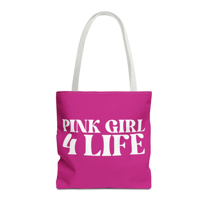 Pink Girl 4 Life Tote Bag - Cute Pink Bag for Women and Girls, Double Sided Inspirational Tote