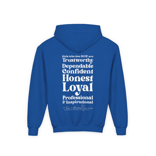 Blue Girl 4 Life Hoodie - Cute Youth Blue Graphic Hoodie, Positive Affirmation Hoodie, Inspirational Hoodie, Blue Fashion