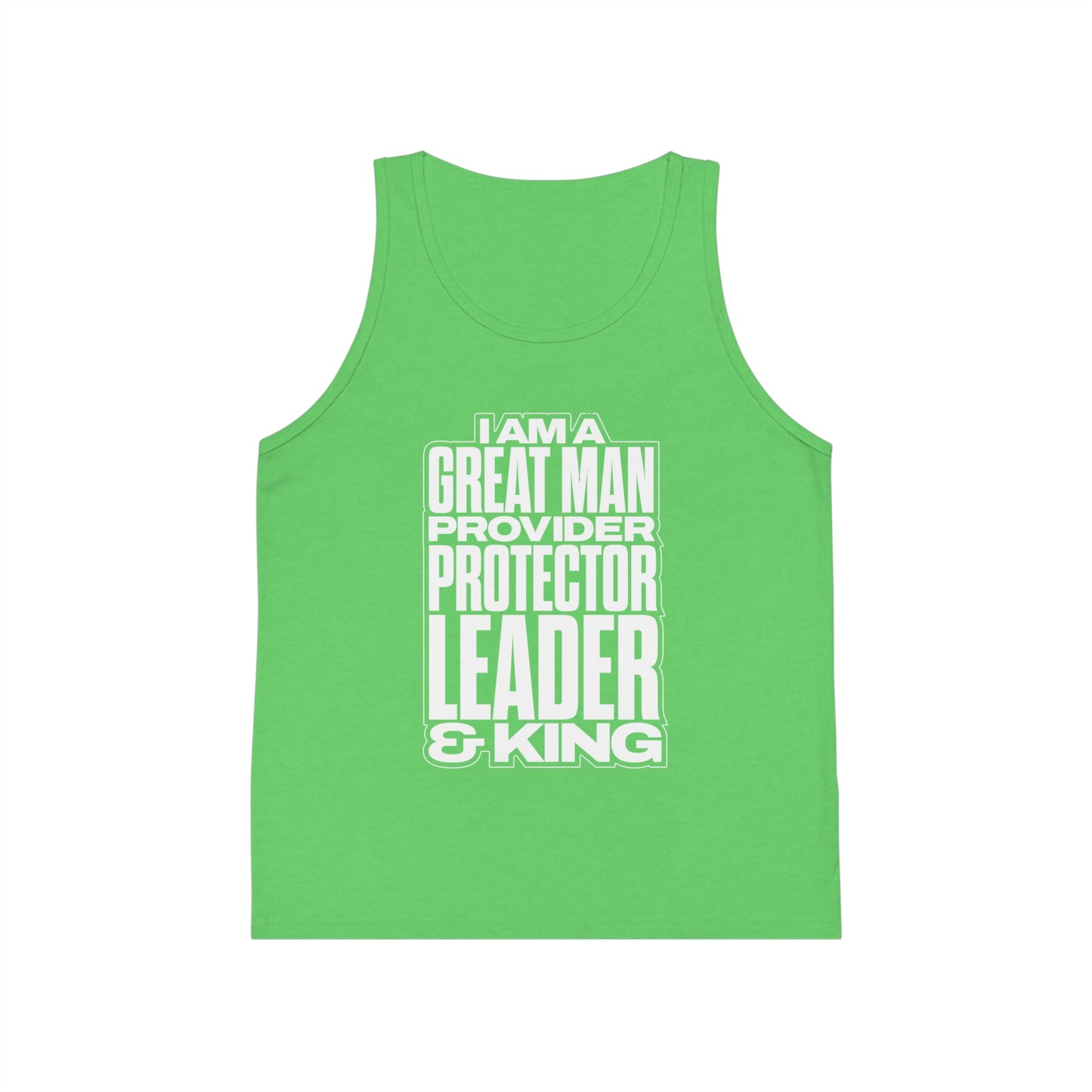 I Am A Great Man Youth Tank Top – Inspirational Tank for Boys | Provider, Protector, Leader & King | Positive Affirmation Summer Tank