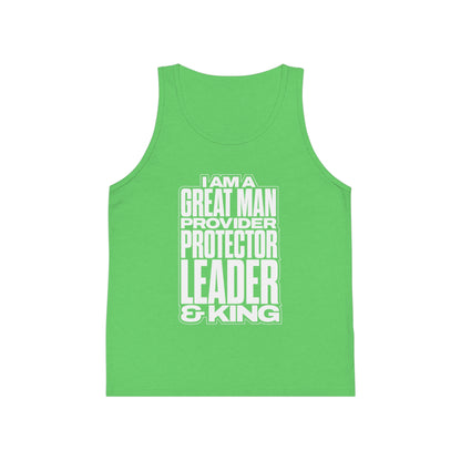 I Am A Great Man Youth Tank Top – Inspirational Tank for Boys | Provider, Protector, Leader & King | Positive Affirmation Summer Tank