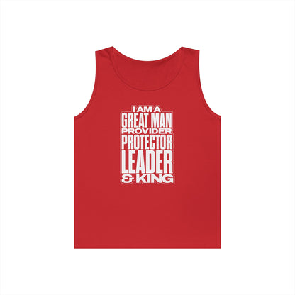 I Am A Great Man Teen Tank Top – Unisex Inspirational Tank | Provider, Protector, Leader & King | Positive Affirmation Tank for Teens