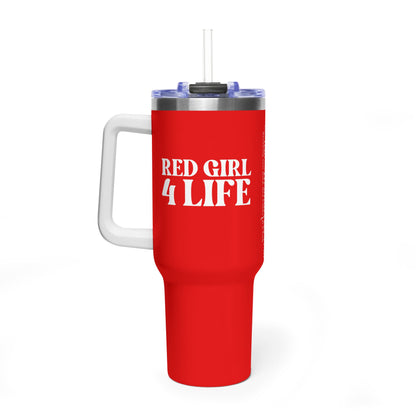 Red Girl 4 Life 40 oz Red Tumbler - Cute, Red, Positive, Affirmation, Inspirational, Double Sided, Insulated Tumbler