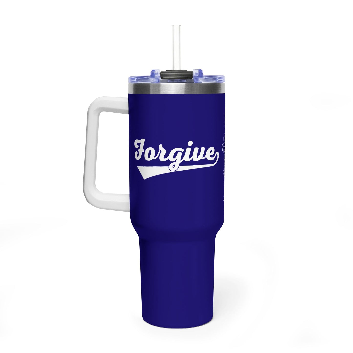 FORGIVE Baseball Script 40oz Tumbler – Faith-Based Drinkware – Christian Forgiveness Gift – Inspirational Coffee Cup