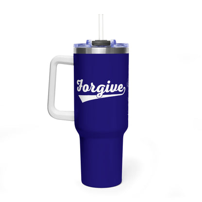FORGIVE Baseball Script 40oz Tumbler – Faith-Based Drinkware – Christian Forgiveness Gift – Inspirational Coffee Cup