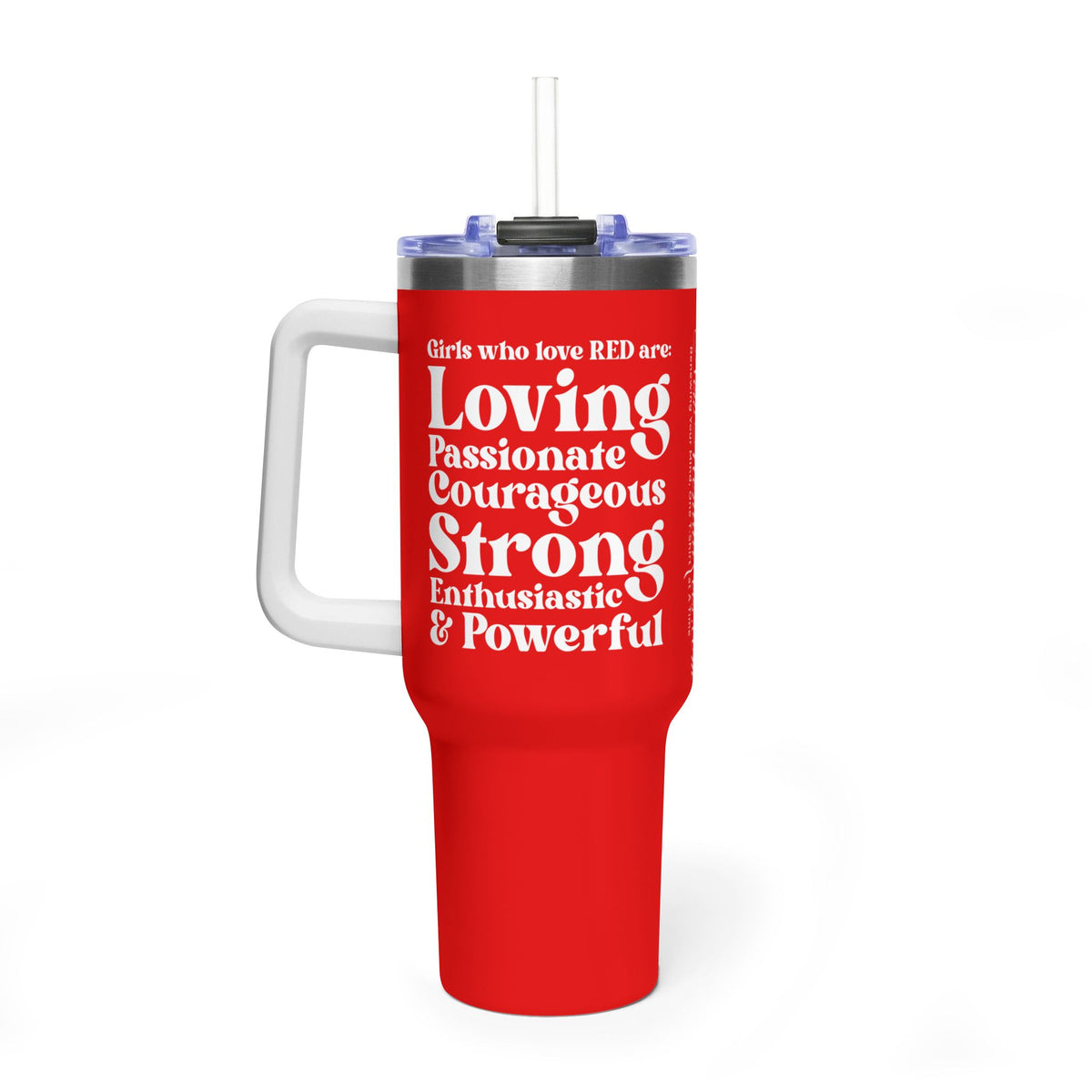 Red Girl 4 Life 40 oz Red Tumbler - Cute, Red, Positive, Affirmation, Inspirational, Double Sided, Insulated Tumbler
