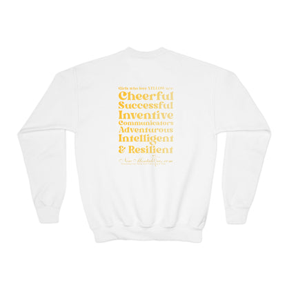 Yellow Girl 4 Life Sweatshirt - Cute Youth White Sweatshirt, Positive Affirmation Sweatshirt, Inspirational Sweatshirt, Yellow Fashion