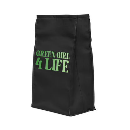 Green Girl 4 Life Black Contrast Lunch Bag – Double-Sided Inspirational Green Girl Lunch Tote | Insulated Lunch Bag | Girl Power Lunch Box