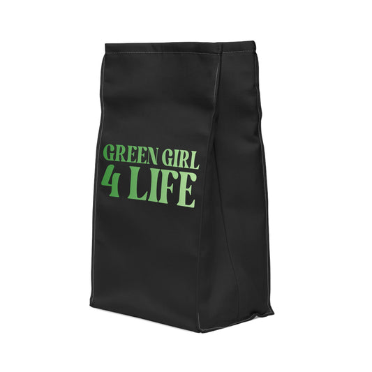 Green Girl 4 Life Black Contrast Lunch Bag – Double-Sided Inspirational Green Girl Lunch Tote | Insulated Lunch Bag | Girl Power Lunch Box
