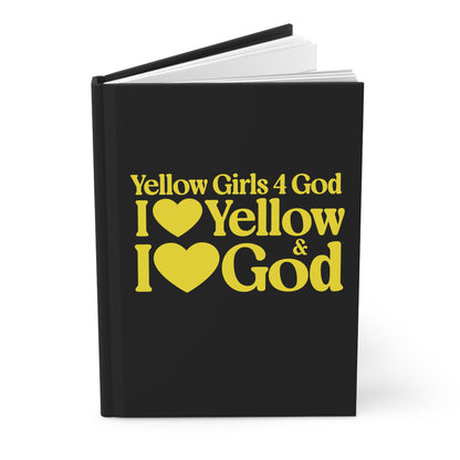 Yellow Girls for God Black Hardcover Journal – Double-Sided Inspirational Notebook | Matte Hardcover | 150 Lined Pages | Gift for Women & Girls
