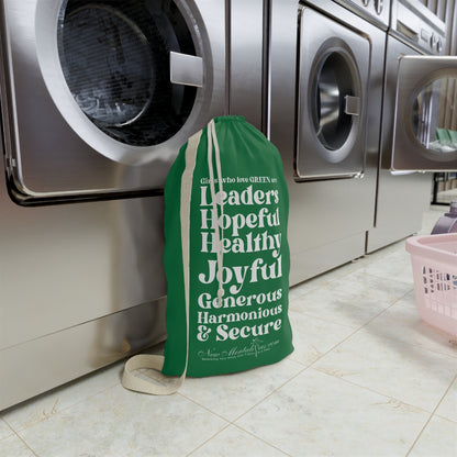 Green Girl 4 Life Laundry Bag – Double-Sided Inspirational Green Girl Laundry Sack | Spun Polyester Drawstring Bag