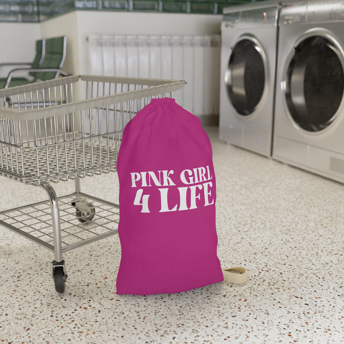 Pink Girl 4 Life Custom Laundry Bag – Double-Sided Inspirational Pink Girl Laundry Sack | Spun Polyester Drawstring Bag