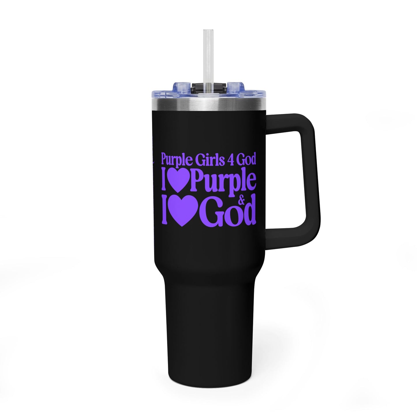 Purple Girls 4 God Black Contrast Tumbler - Faith Filled Women Who Love Purple