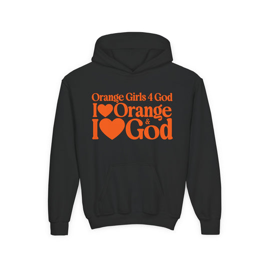 Orange Girls 4 God Youth Hoodie | Black Contrast
